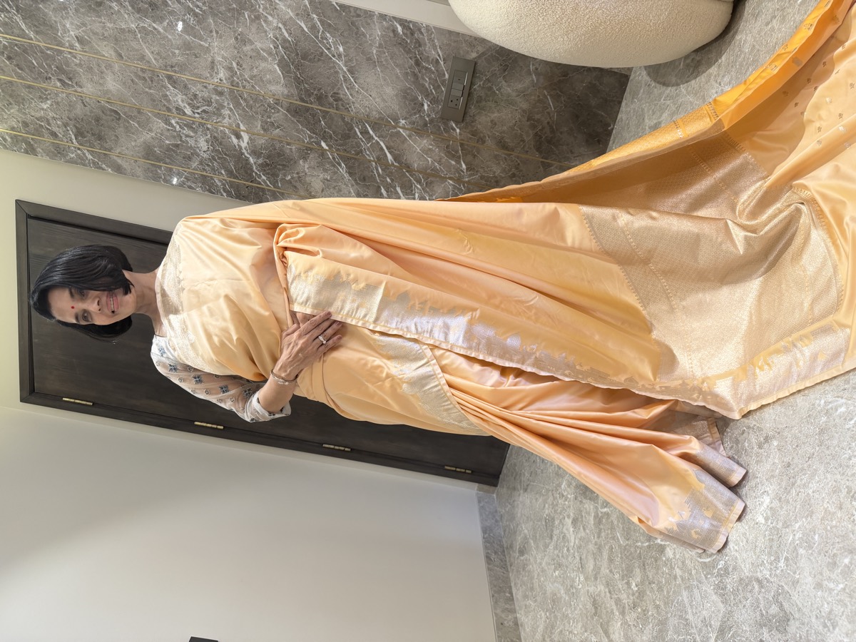 Peach Mushroo Silk Kashi Assi Ghat Banarasi Saree — Banarasi, Mushroo Silk, Varanasi, Uttar Pradesh, view 3