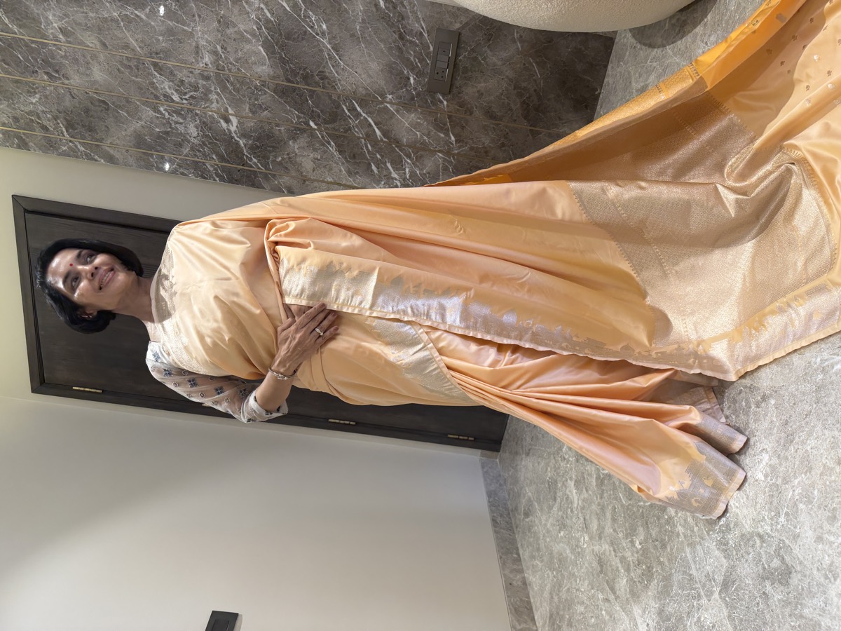 Peach Mushroo Silk Kashi Assi Ghat Banarasi Saree — Banarasi, Mushroo Silk, Varanasi, Uttar Pradesh