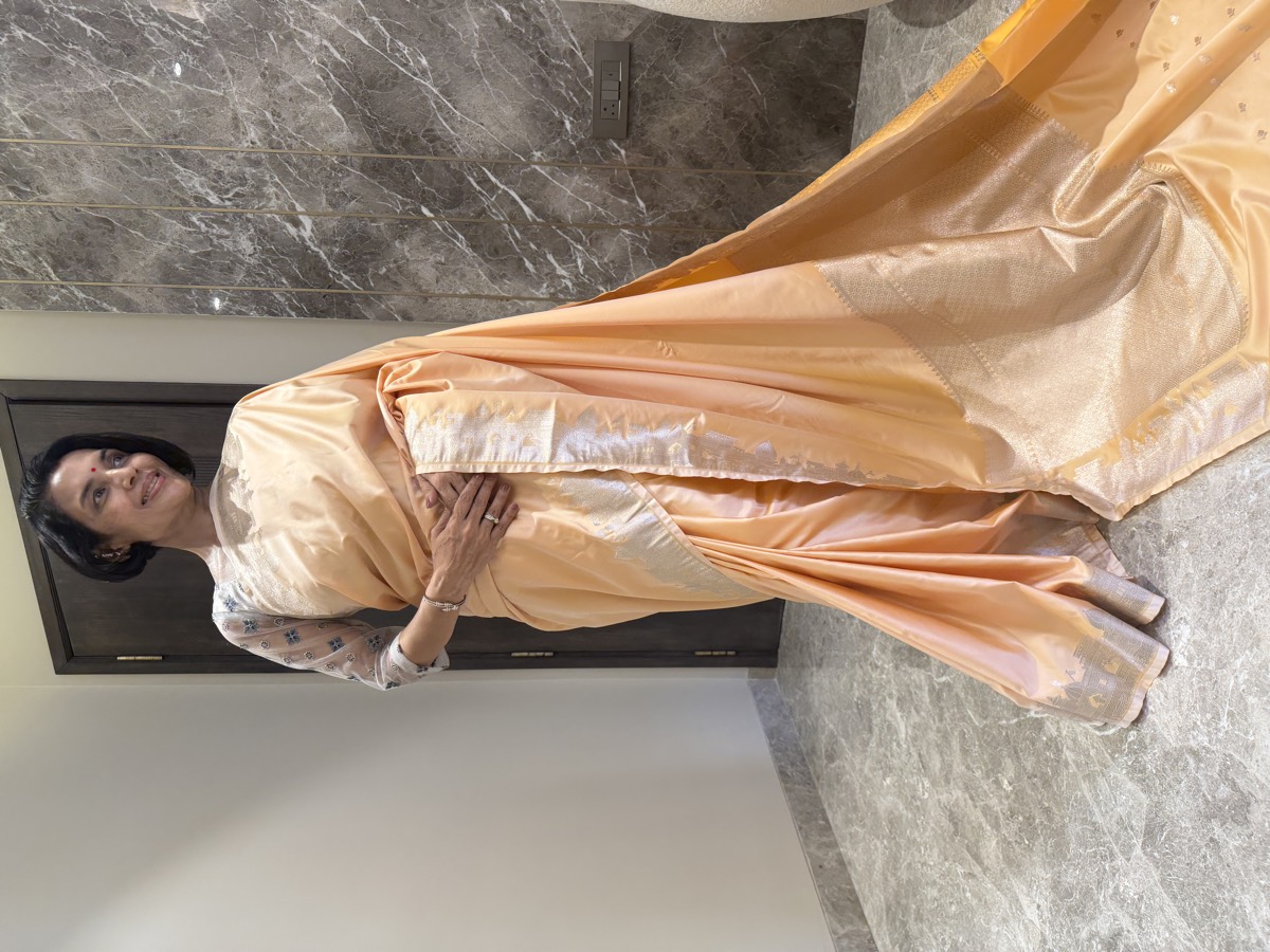 Peach Mushroo Silk Kashi Assi Ghat Banarasi Saree — Banarasi, Mushroo Silk, Varanasi, Uttar Pradesh, view 2