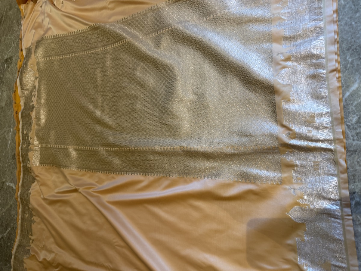 Peach Mushroo Silk Kashi Assi Ghat Banarasi Saree — Banarasi, Mushroo Silk, Varanasi, Uttar Pradesh, view 6