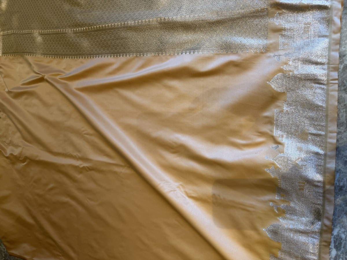 Peach Mushroo Silk Kashi Assi Ghat Banarasi Saree — Banarasi, Mushroo Silk, Varanasi, Uttar Pradesh, view 8