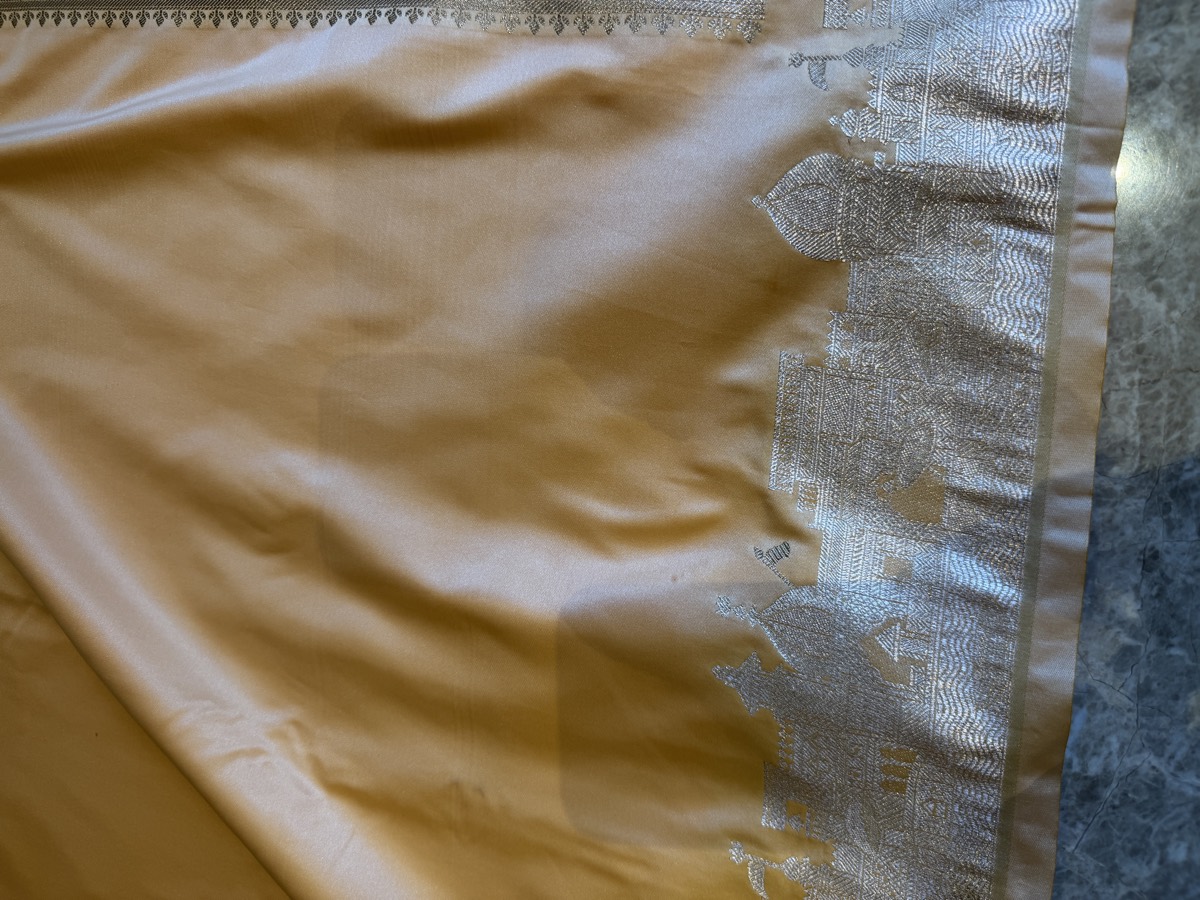Peach Mushroo Silk Kashi Assi Ghat Banarasi Saree — Banarasi, Mushroo Silk, Varanasi, Uttar Pradesh, view 9