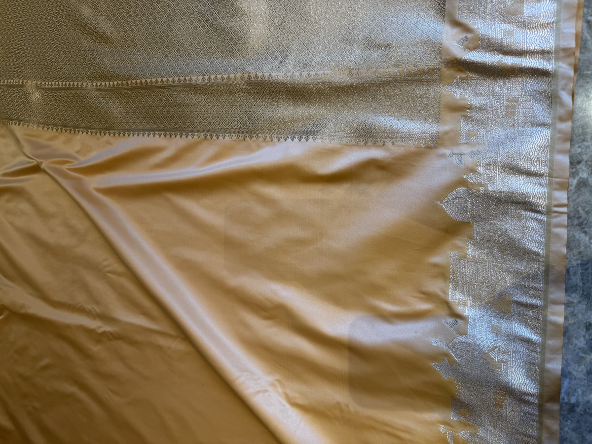 Peach Mushroo Silk Kashi Assi Ghat Banarasi Saree — Banarasi, Mushroo Silk, Varanasi, Uttar Pradesh, view 10