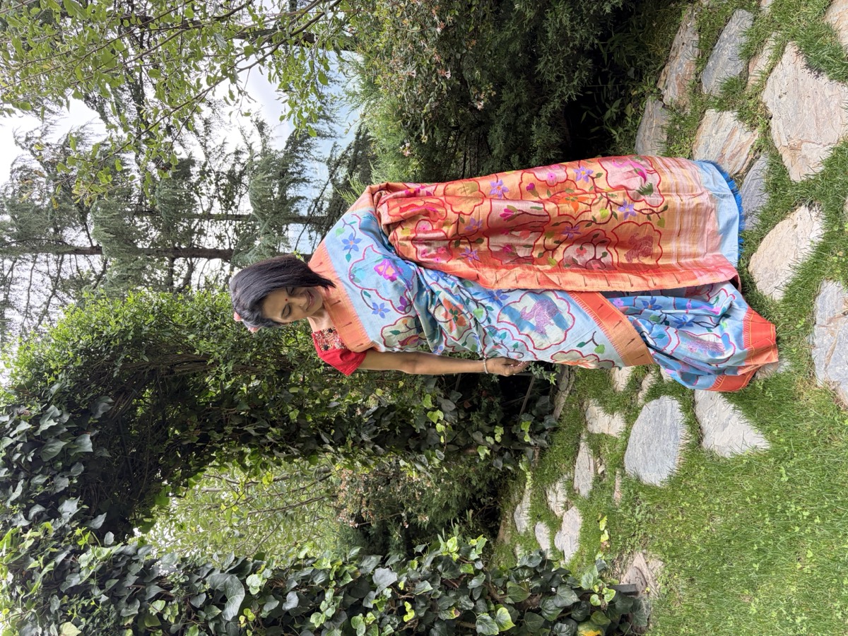 Powder Blue Tissue Silk Jamdani Paithani Saree — Paithani, Tissue Silk, Yeola, Maharashtra, view 7