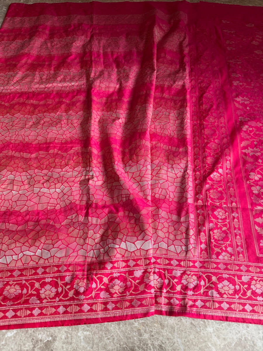 Rani Pink Katan Silk Handloom Banarasi Saree — Banarasi, Katan Silk, Varanasi, Uttar Pradesh, view 6