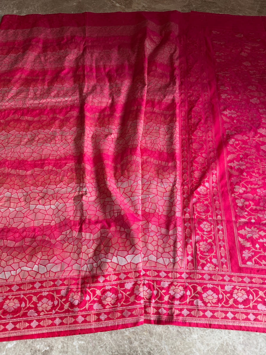 Rani Pink Katan Silk Handloom Banarasi Saree — Banarasi, Katan Silk, Varanasi, Uttar Pradesh, view 7