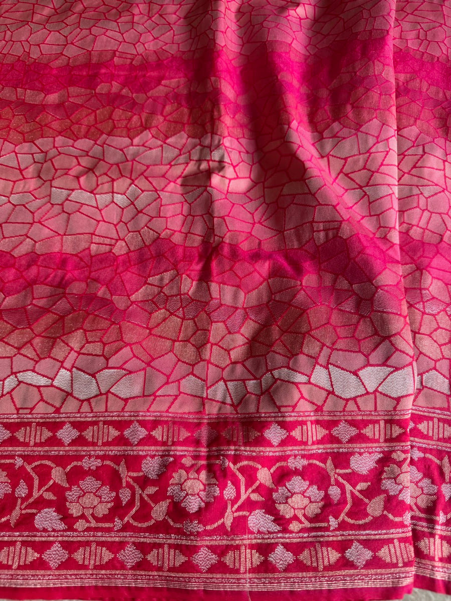 Rani Pink Katan Silk Handloom Banarasi Saree — Banarasi, Katan Silk, Varanasi, Uttar Pradesh, view 8