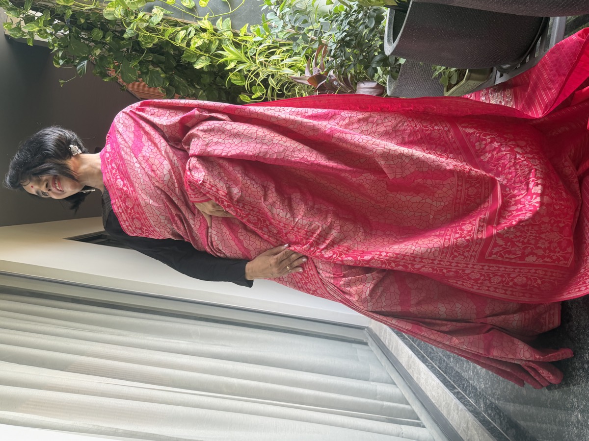 Rani Pink Katan Silk Handloom Banarasi Saree — Banarasi, Katan Silk, Varanasi, Uttar Pradesh, view 2