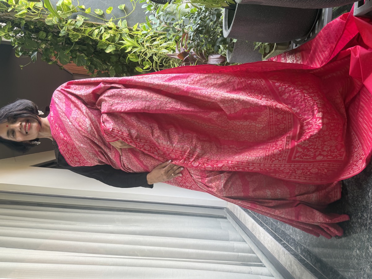 Rani Pink Katan Silk Handloom Banarasi Saree — Banarasi, Katan Silk, Varanasi, Uttar Pradesh, view 3