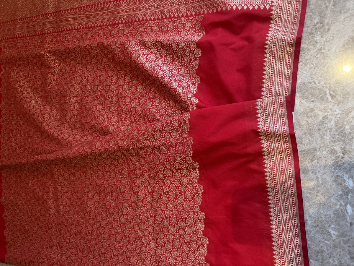 Red Ektara Mushroo Katan Silk Banarasi Saree — Banarasi, Mushroo Katan Silk, Varanasi, Uttar Pradesh, view 6