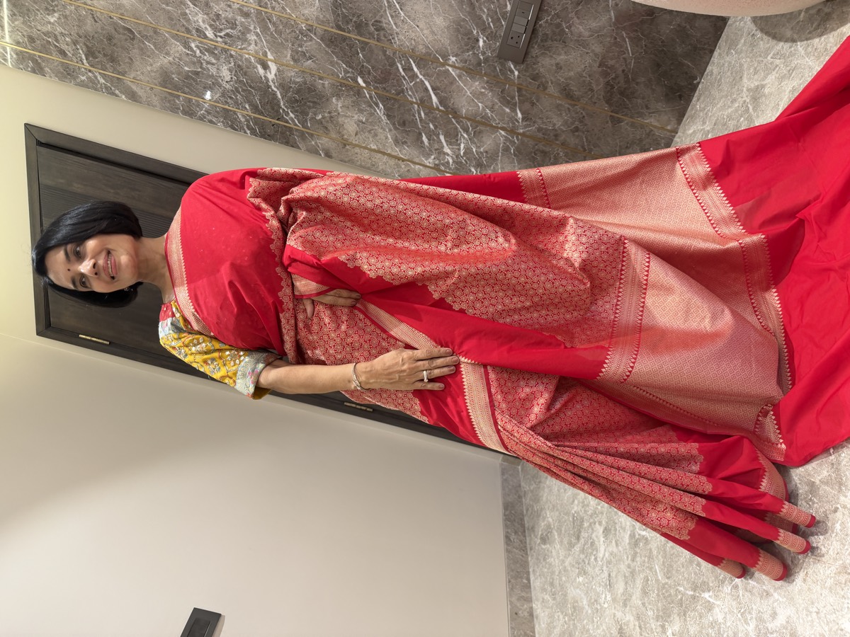 Red Ektara Mushroo Katan Silk Banarasi Saree — Banarasi, Mushroo Katan Silk, Varanasi, Uttar Pradesh