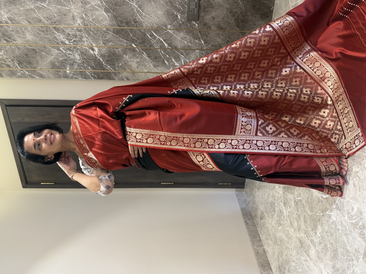 Maroon Mushroo Silk Banarasi Saree — Banarasi, Mushroo Silk, Varanasi, Uttar Pradesh, view 2