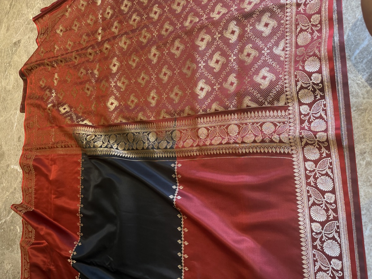 Maroon Mushroo Silk Banarasi Saree — Banarasi, Mushroo Silk, Varanasi, Uttar Pradesh, view 6