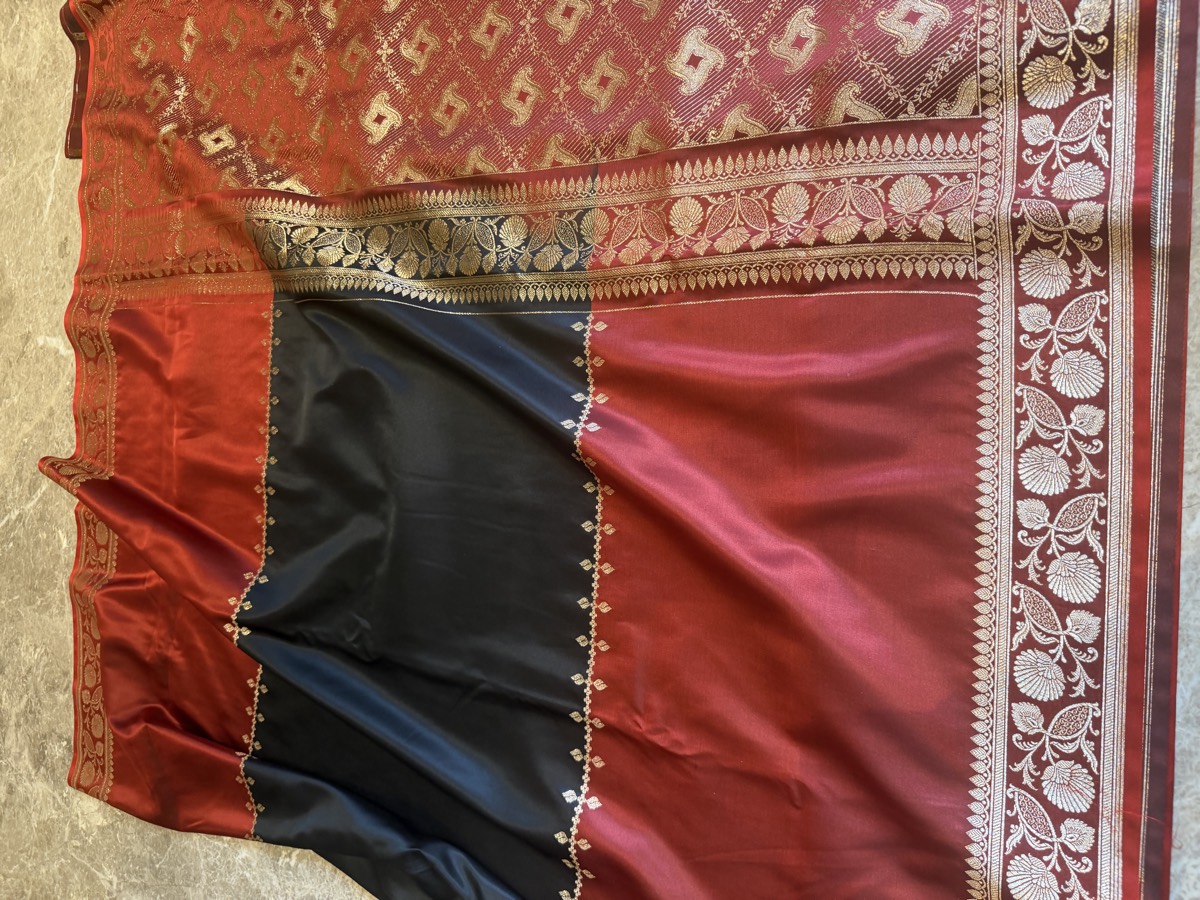 Maroon Mushroo Silk Banarasi Saree — Banarasi, Mushroo Silk, Varanasi, Uttar Pradesh, view 7