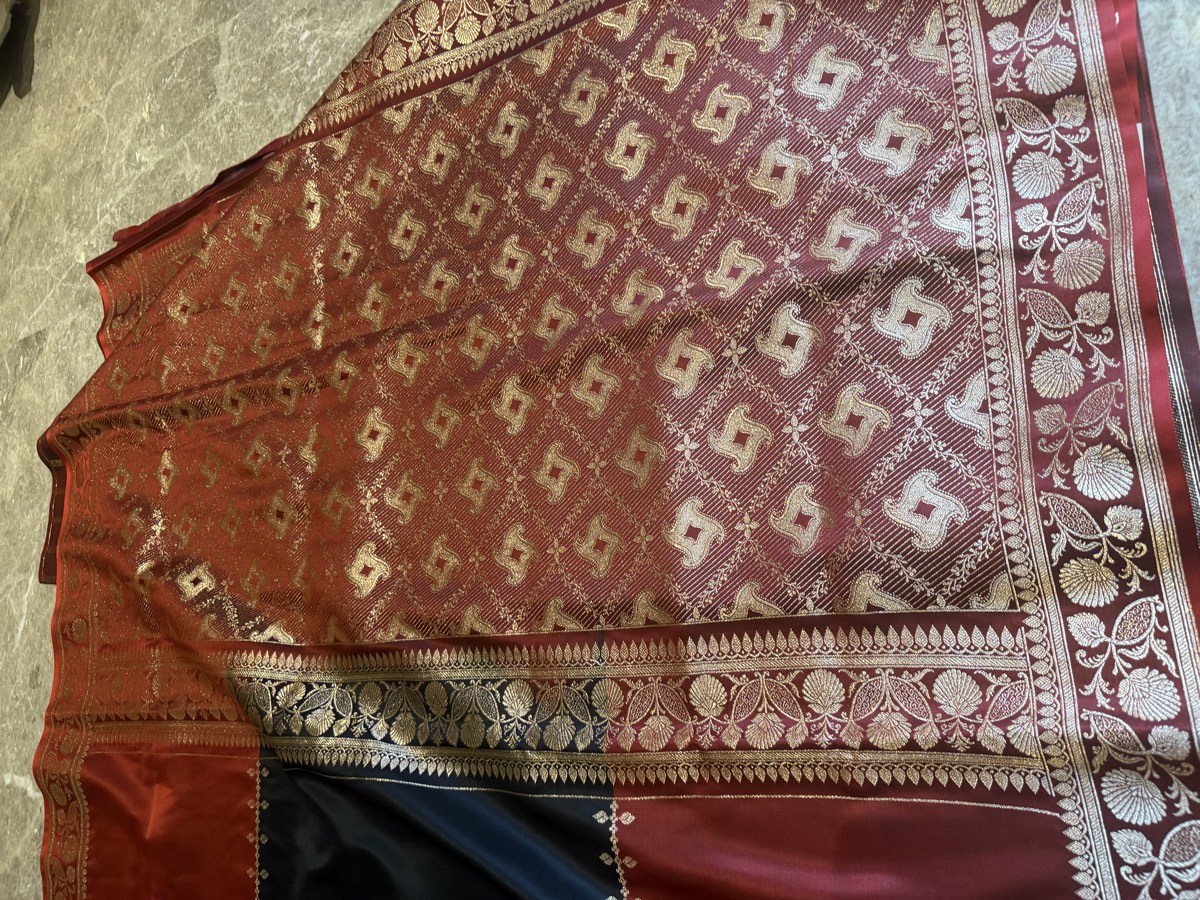 Maroon Mushroo Silk Banarasi Saree — Banarasi, Mushroo Silk, Varanasi, Uttar Pradesh, view 8