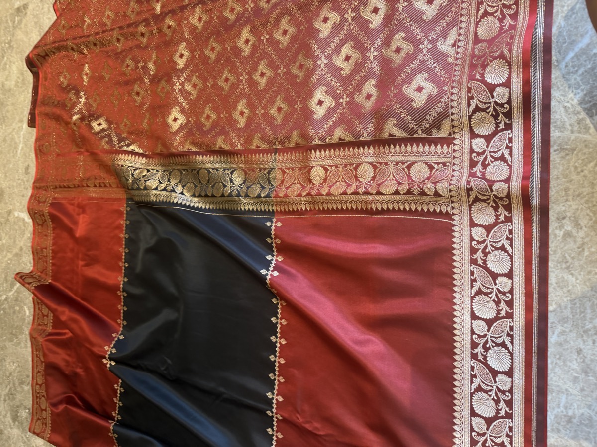 Maroon Mushroo Silk Banarasi Saree — Banarasi, Mushroo Silk, Varanasi, Uttar Pradesh, view 9