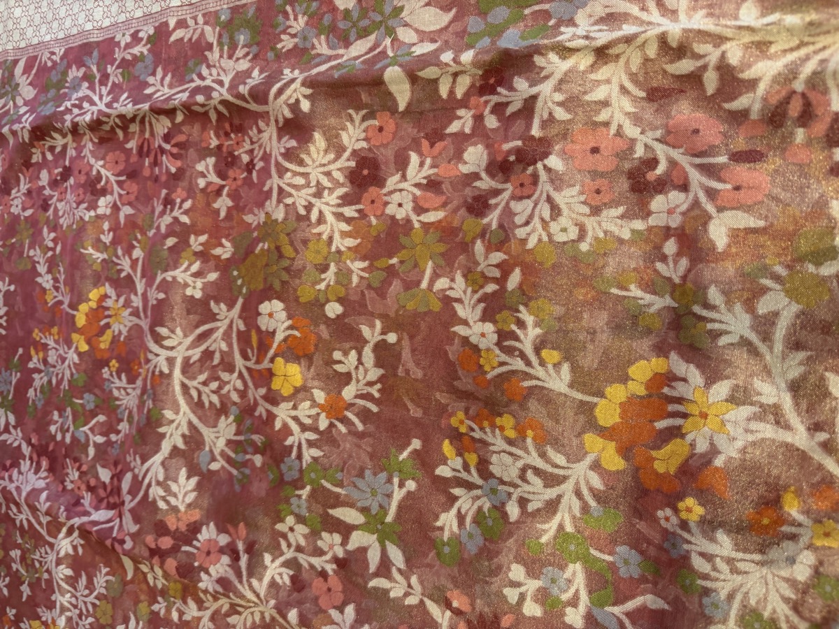Rose Pink Tissue Cotton Cutwork Jamdani Banarasi Saree — Banarasi, Tissue Cotton, Varanasi, Uttar Pradesh, view 11