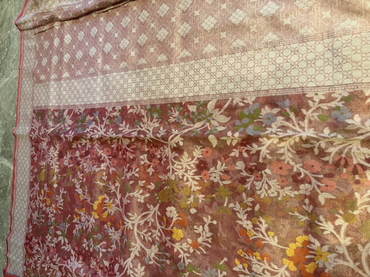 Rose Pink Tissue Cotton Cutwork Jamdani Banarasi Saree — Banarasi, Tissue Cotton, Varanasi, Uttar Pradesh, view 13