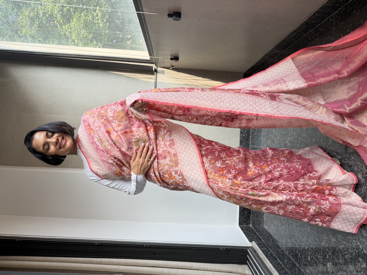 Rose Pink Tissue Cotton Cutwork Jamdani Banarasi Saree — Banarasi, Tissue Cotton, Varanasi, Uttar Pradesh, view 5