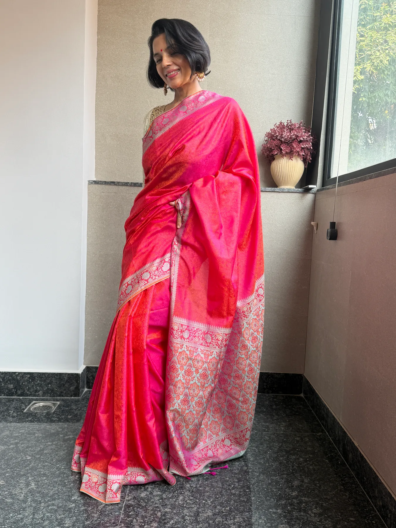 The Royal Himroo Resham Locked-Weave Saree — Himroo, Resham, view 4