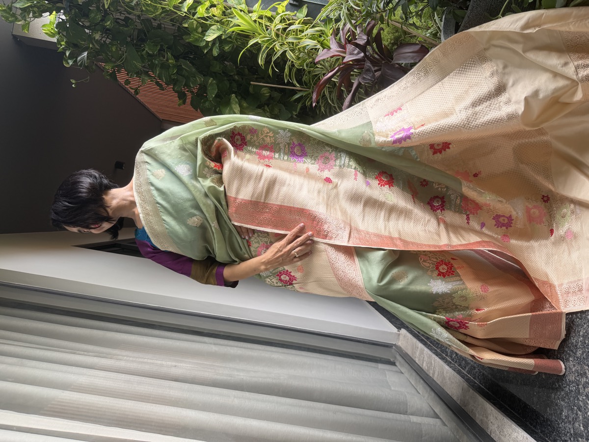 Sage Green Kora Silk Kaduwa Banarasi Saree with Sona Rupa Zari — Banarasi, Kora Silk, Varanasi, Uttar Pradesh, view 7