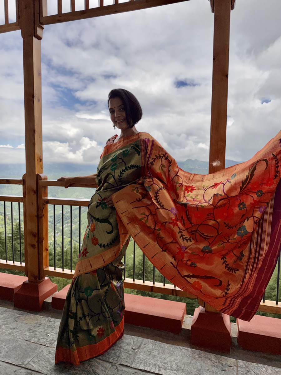 Greenish Gold Tissue Silk Jamdani Paithani Saree — Paithani, Tissue Silk, Yeola, Maharashtra, view 9