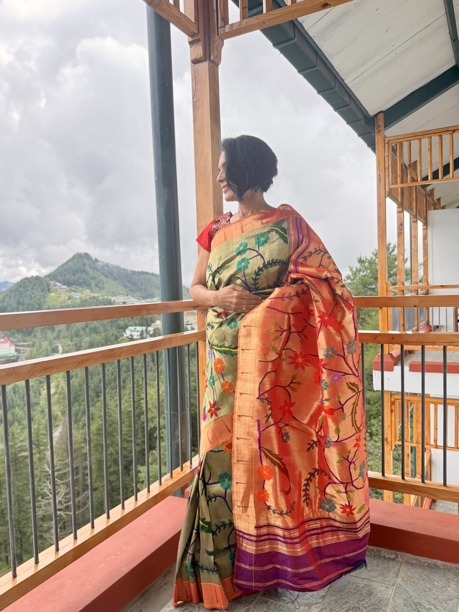 Greenish Gold Tissue Silk Jamdani Paithani Saree — Paithani, Tissue Silk, Yeola, Maharashtra, view 11