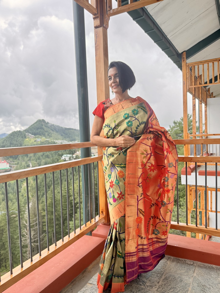 Greenish Gold Tissue Silk Jamdani Paithani Saree — Paithani, Tissue Silk, Yeola, Maharashtra