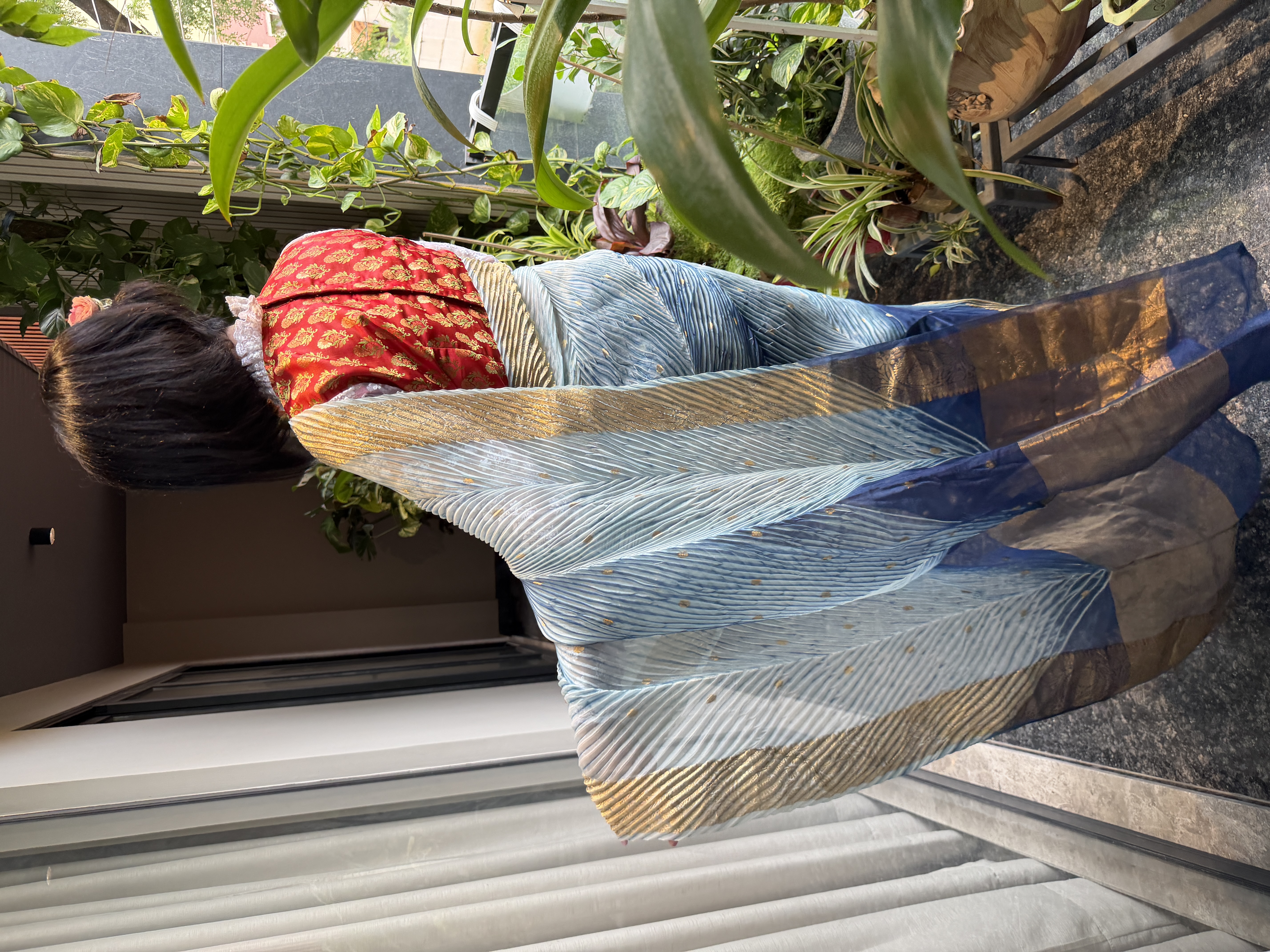 Half & Half Hand Tie-Dye Shibori Silk Banarasi Saree — Banarasi, Silk, Varanasi, Uttar Pradesh, view 6