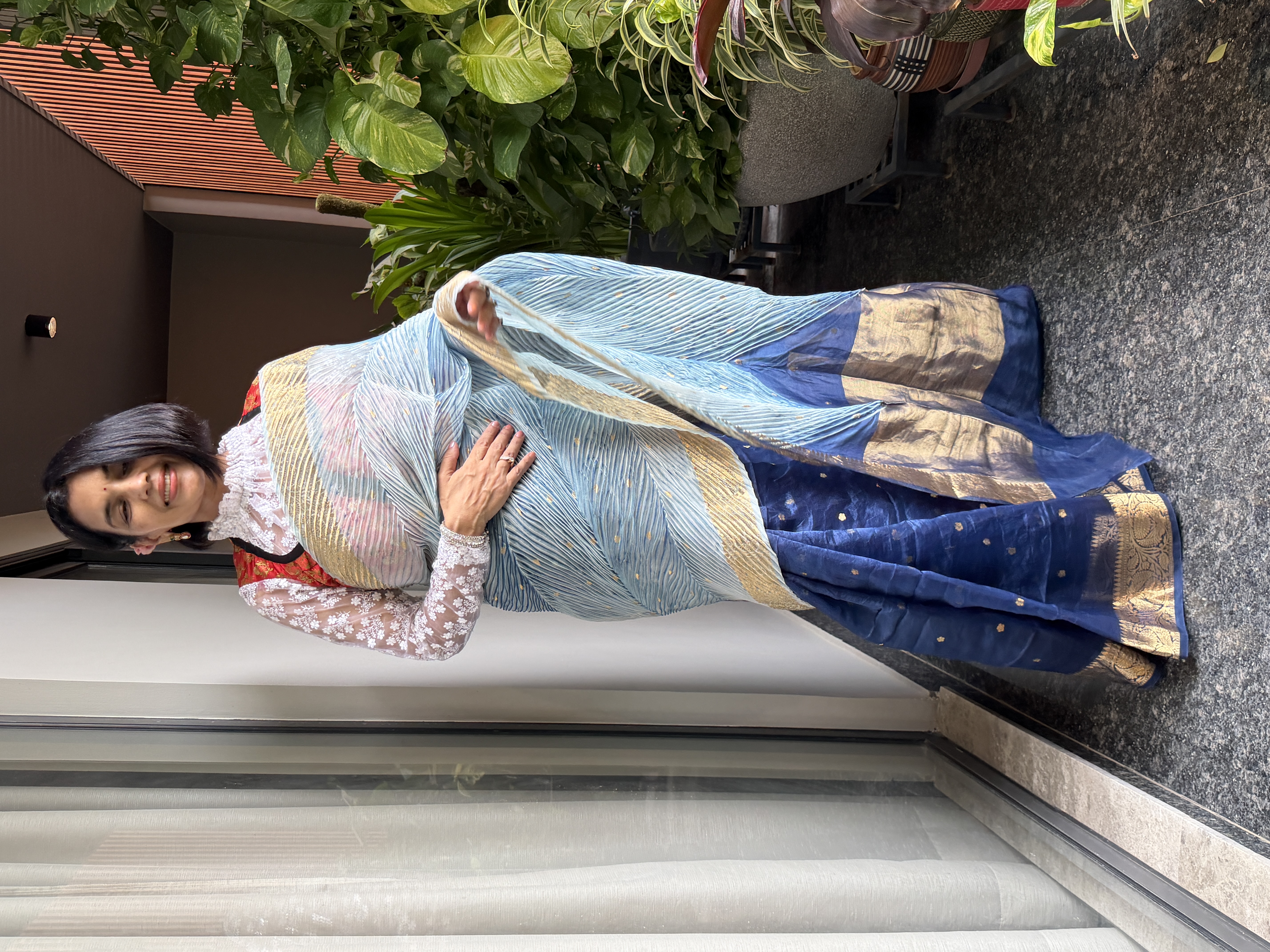 Half & Half Hand Tie-Dye Shibori Silk Banarasi Saree — Banarasi, Silk, Varanasi, Uttar Pradesh, view 5