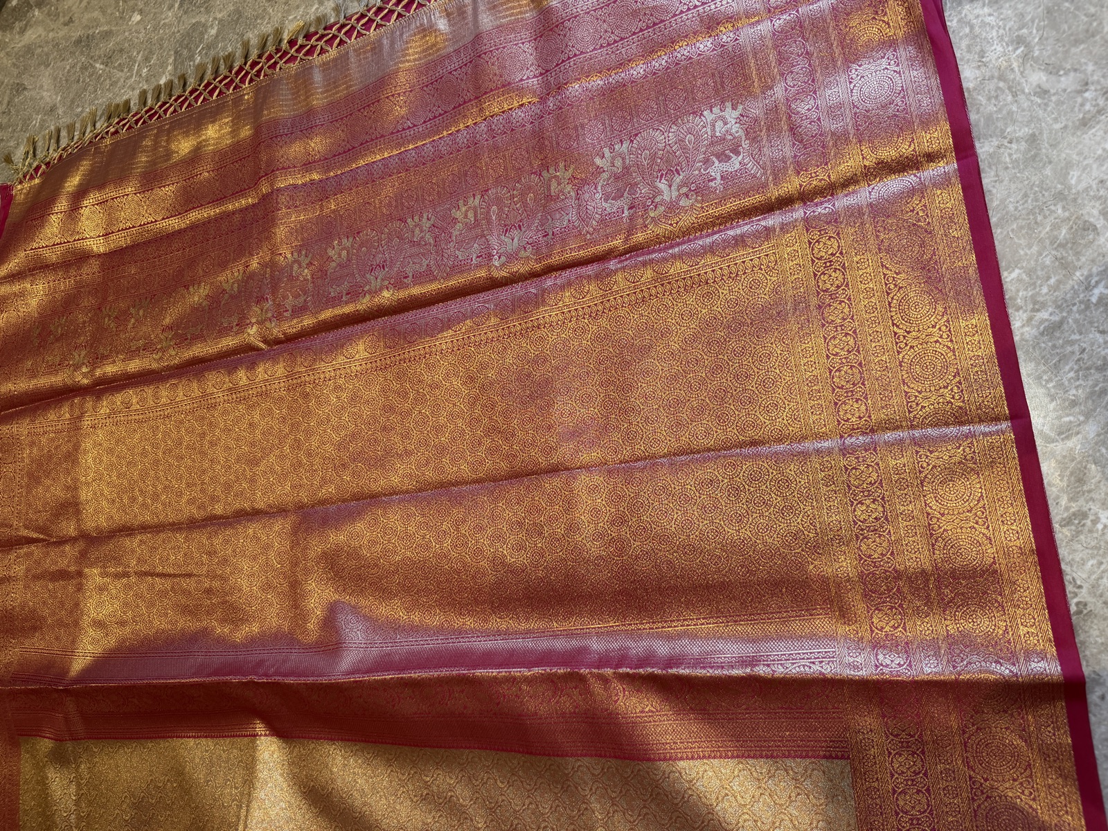 Tissue Silk Kanjeewaram Saree with Shikargah Pallu and Patola-Inspired Blouse — Kanjeewaram, Silk Tissue, Kanchipuram, Tamil Nadu, view 4