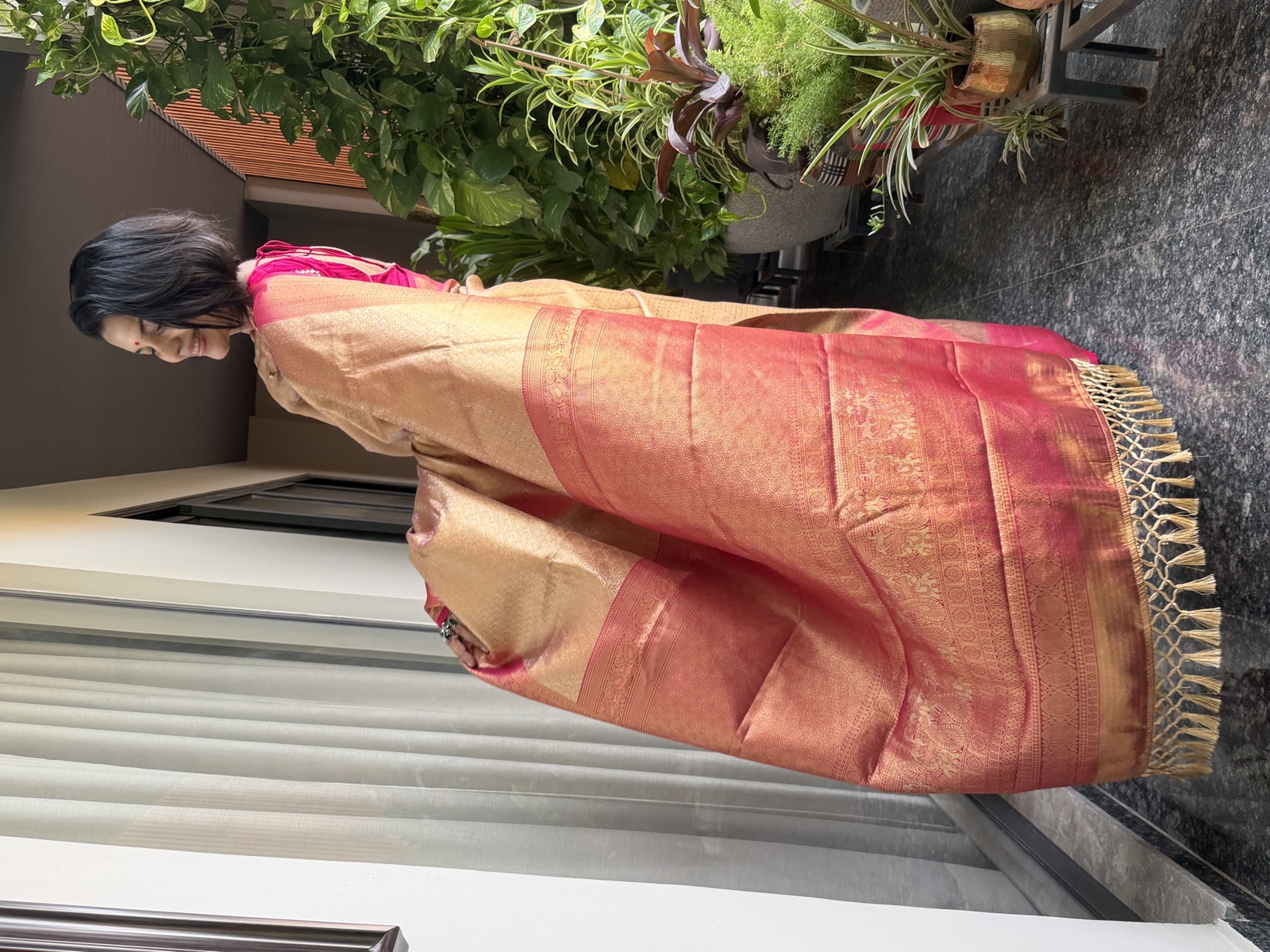 Tissue Silk Kanjeewaram Saree with Shikargah Pallu and Patola-Inspired Blouse — Kanjeewaram, Silk Tissue, Kanchipuram, Tamil Nadu, view 2