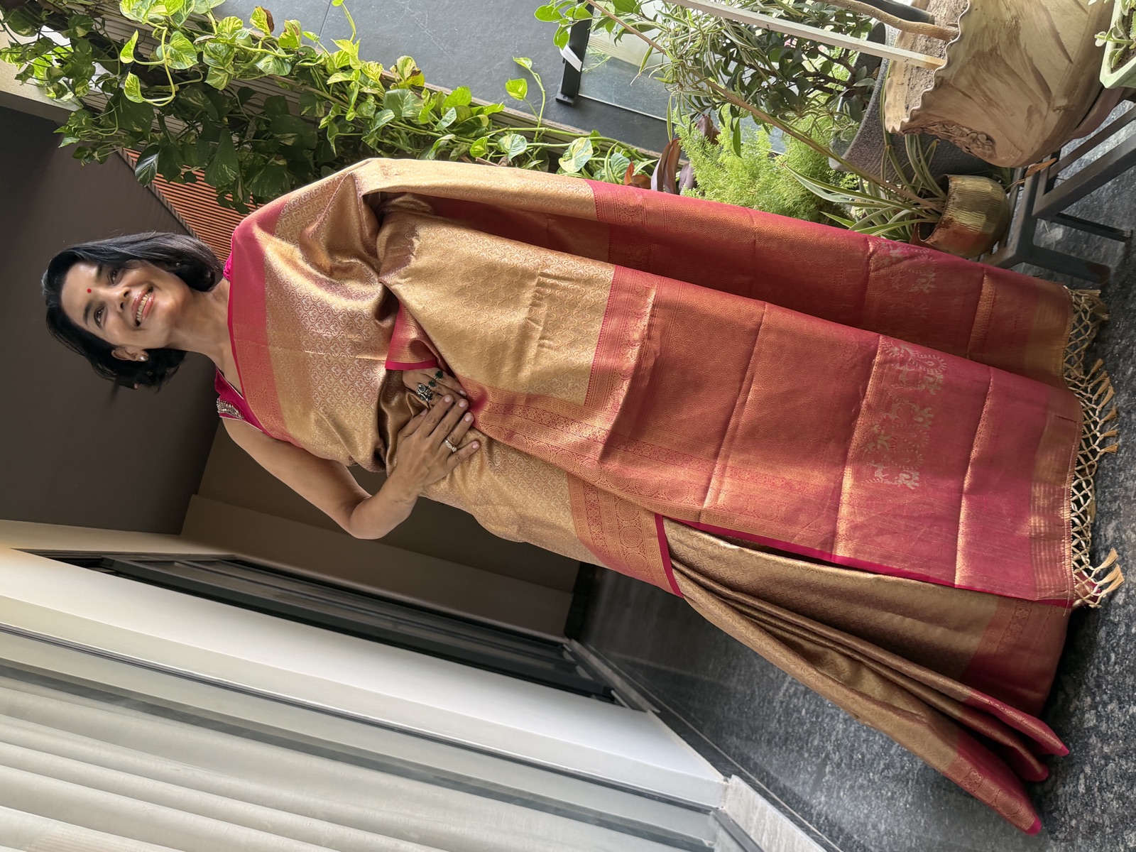 Tissue Silk Kanjeewaram Saree with Shikargah Pallu and Patola-Inspired Blouse — Kanjeewaram, Silk Tissue, Kanchipuram, Tamil Nadu