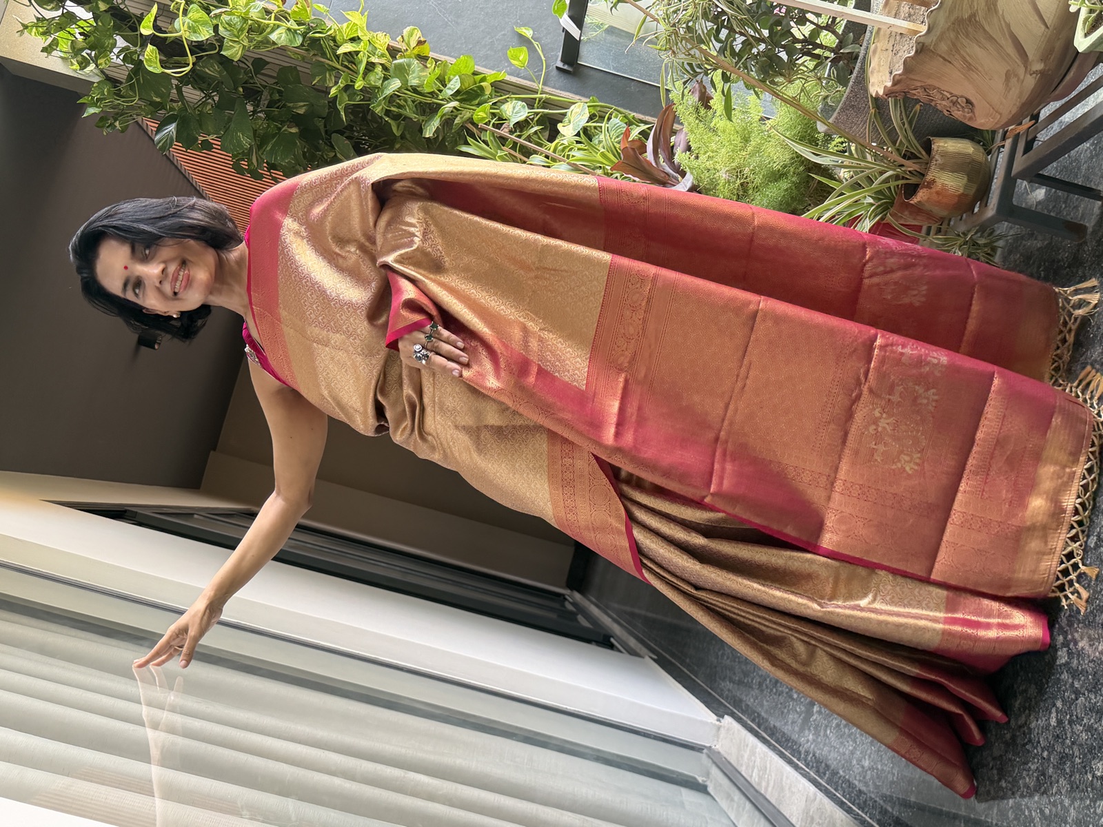 Tissue Silk Kanjeewaram Saree with Shikargah Pallu and Patola-Inspired Blouse — Kanjeewaram, Silk Tissue, Kanchipuram, Tamil Nadu, view 13