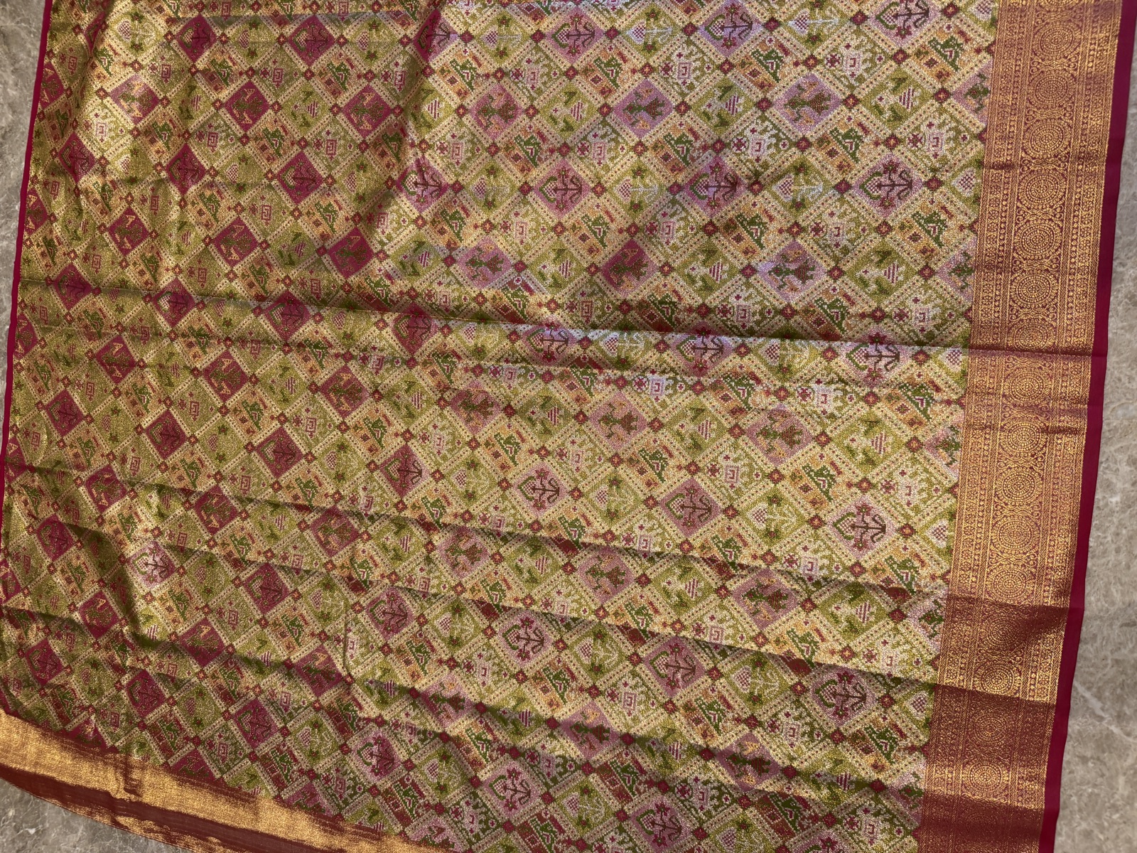 Tissue Silk Kanjeewaram Saree with Shikargah Pallu and Patola-Inspired Blouse — Kanjeewaram, Silk Tissue, Kanchipuram, Tamil Nadu, view 9