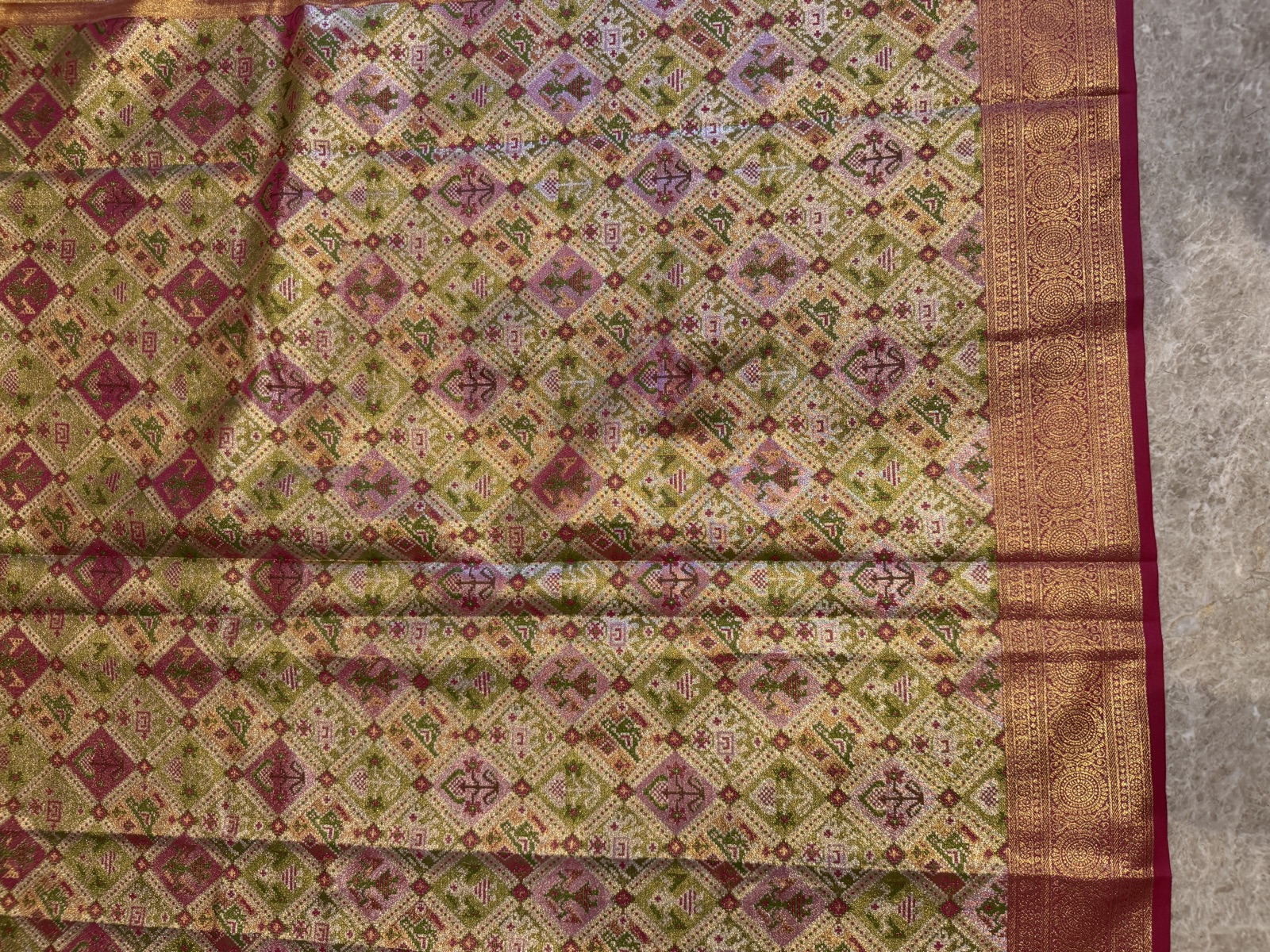 Tissue Silk Kanjeewaram Saree with Shikargah Pallu and Patola-Inspired Blouse — Kanjeewaram, Silk Tissue, Kanchipuram, Tamil Nadu, view 10