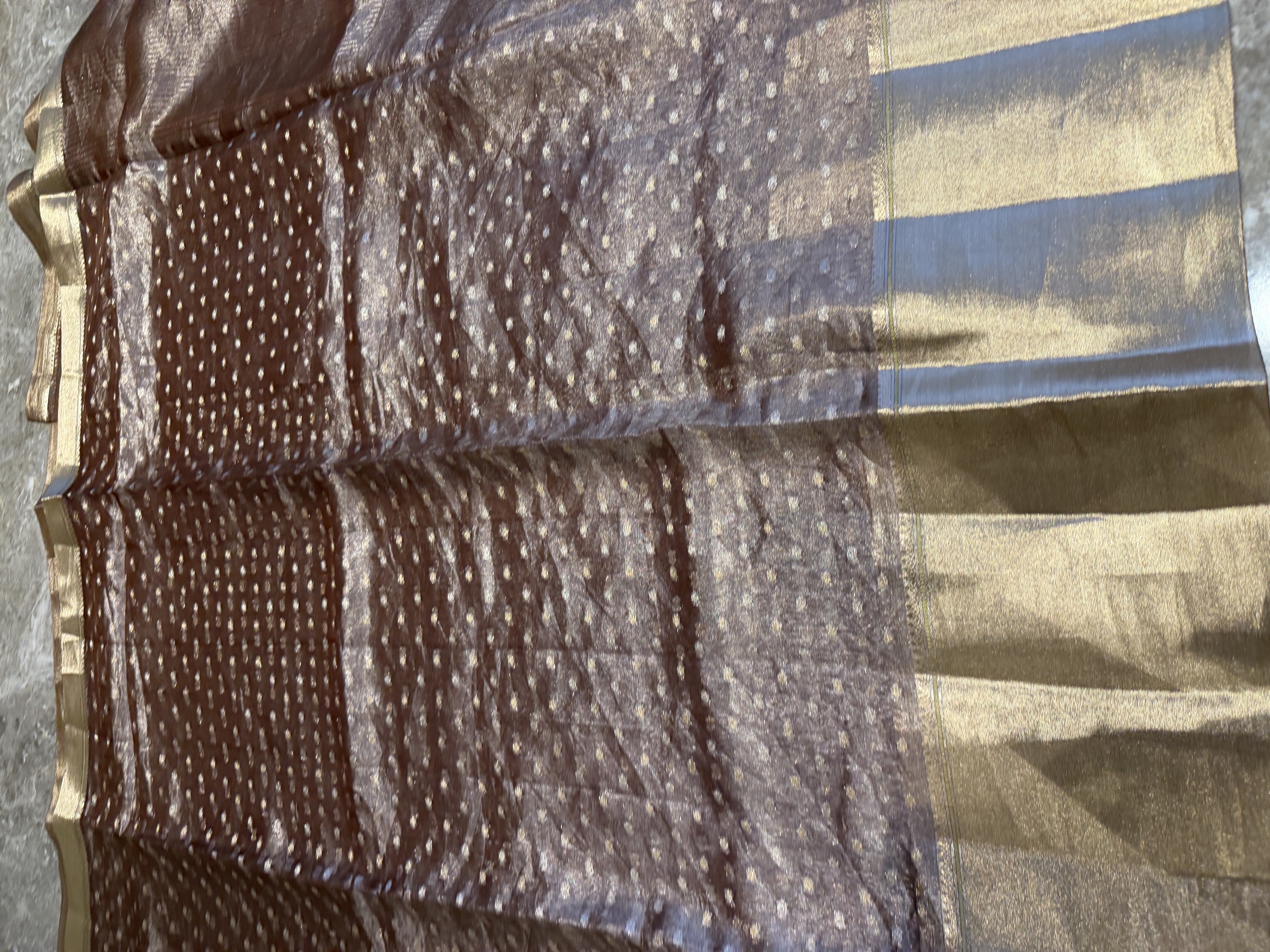 Rose Gold Tissue Kora Silk Banarasi Saree — Banarasi, Kora Silk, Varanasi, Uttar Pradesh, view 5