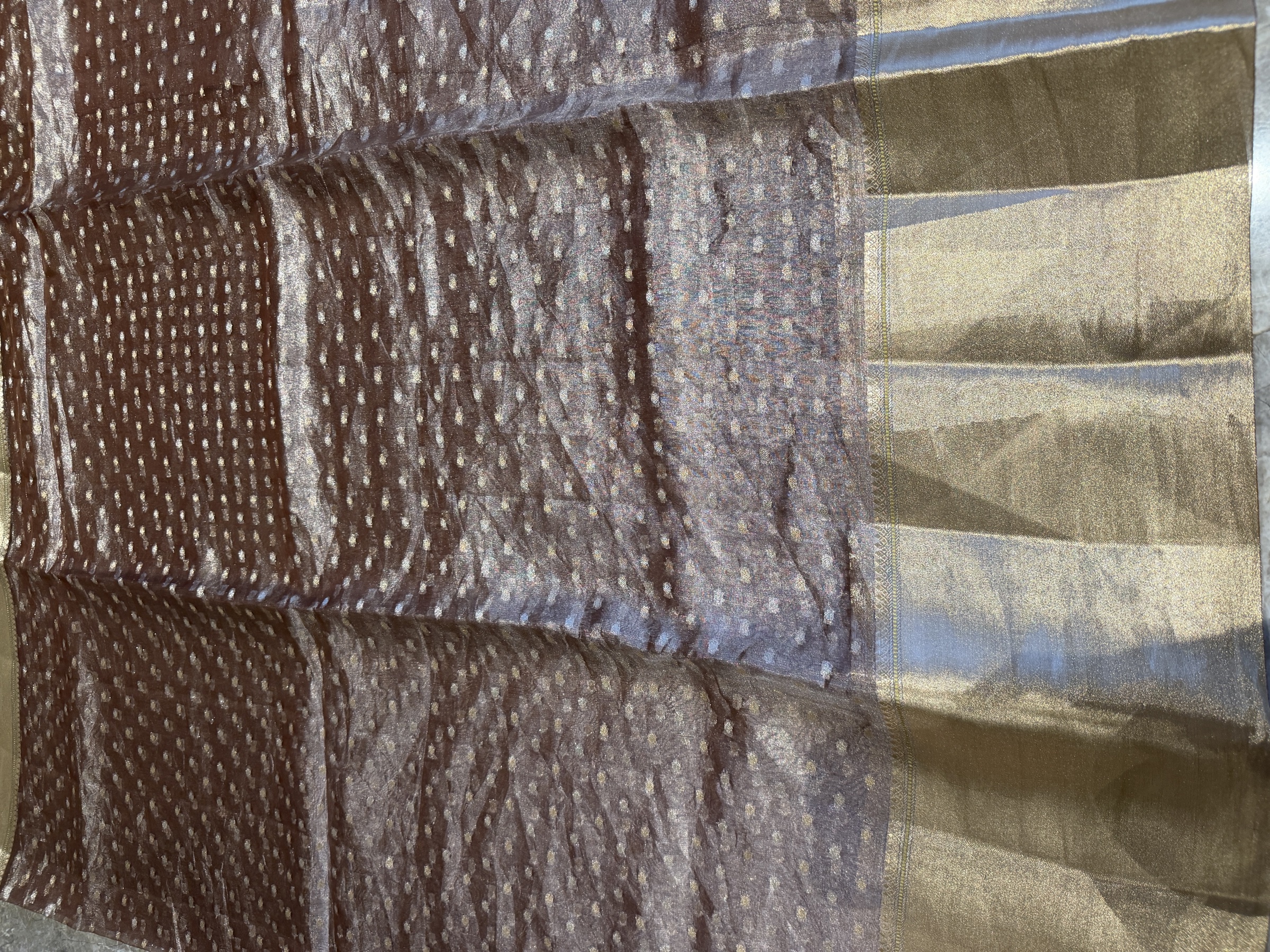 Rose Gold Tissue Kora Silk Banarasi Saree — Banarasi, Kora Silk, Varanasi, Uttar Pradesh, view 6